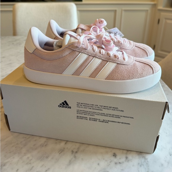 Adidas Women's Pink Sneakers VL Court 3.0 (Almost Pink + Cloud White) - Picture 3 of 5